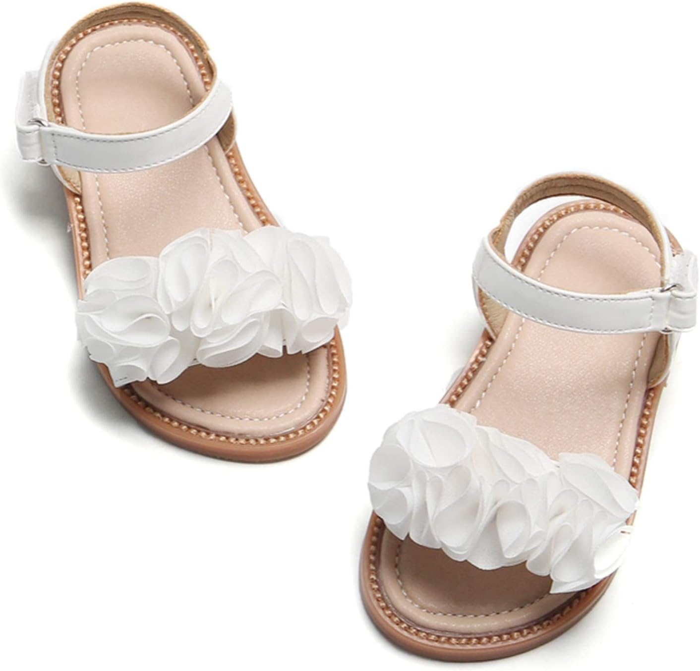 Felix & Flora Toddler Girls Sandals Soft Rubber Flats Summer Baby Flower Girl Shoes.