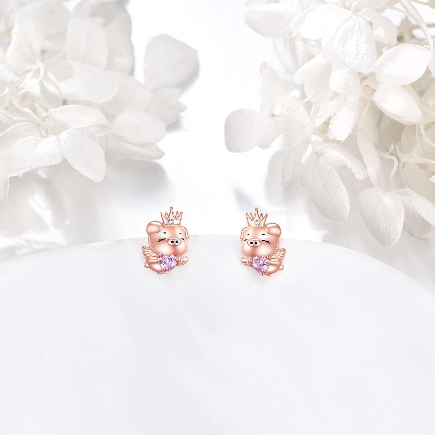 Pig Stud Earrings for Women 925 Sterling Silver Crystal Flying Pig Earrings Cute Animal Jewelry Gifts - Image 2