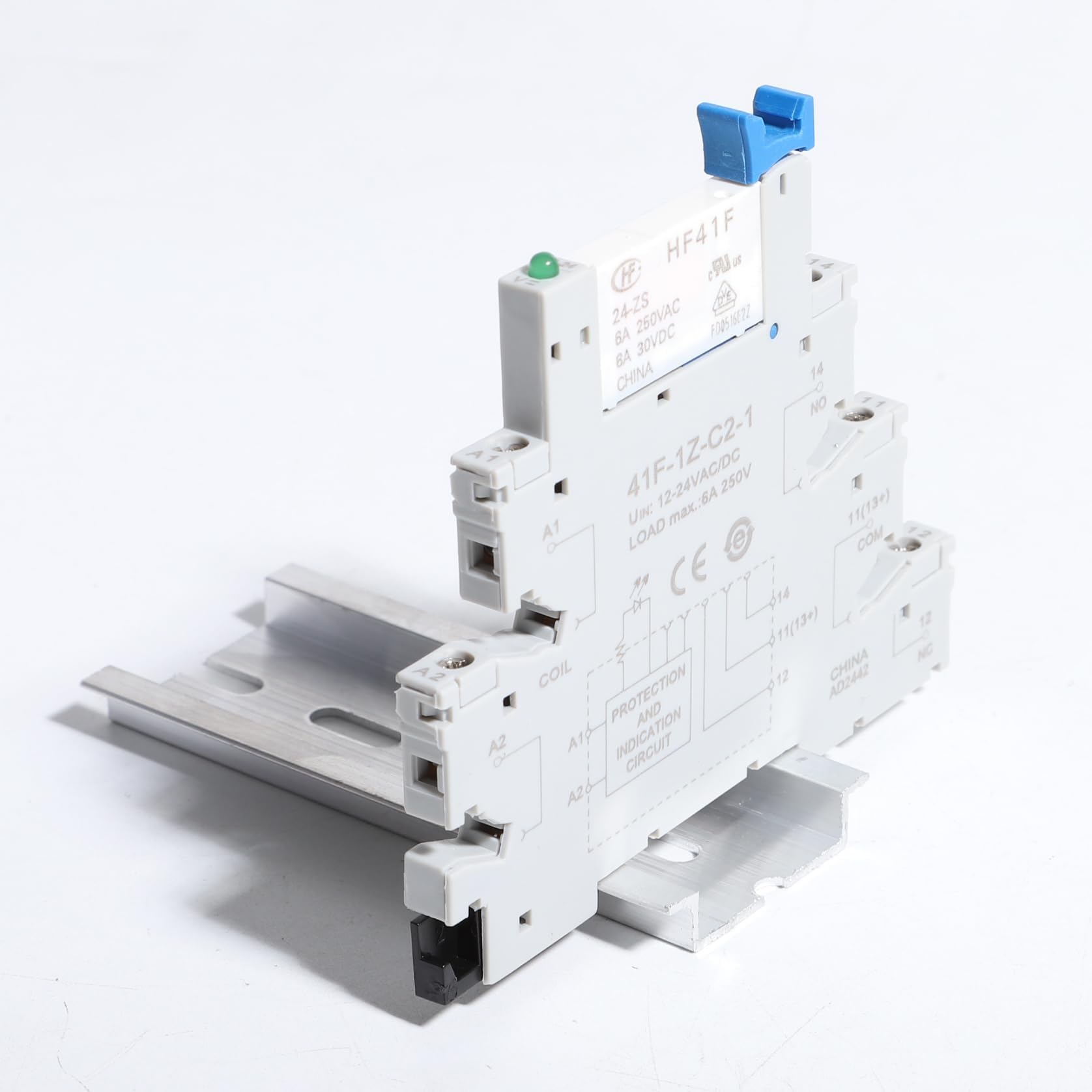 Relé electromagnético de potencia de 24 V, 10 unidades, HF41F/24-ZS 6A | Conector de 5 pines 1NO 1NC SPDT para montaje en carril para control de automatización PLC, mecatrónica, comunicación remota