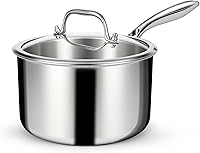 Vista 12 de EWFEN Juego de sartenes de acero inoxidable de 3 capas con tapas, olla multiusos de 1 y 2 cuartos de galón, mango que se mantiene fresco, horno