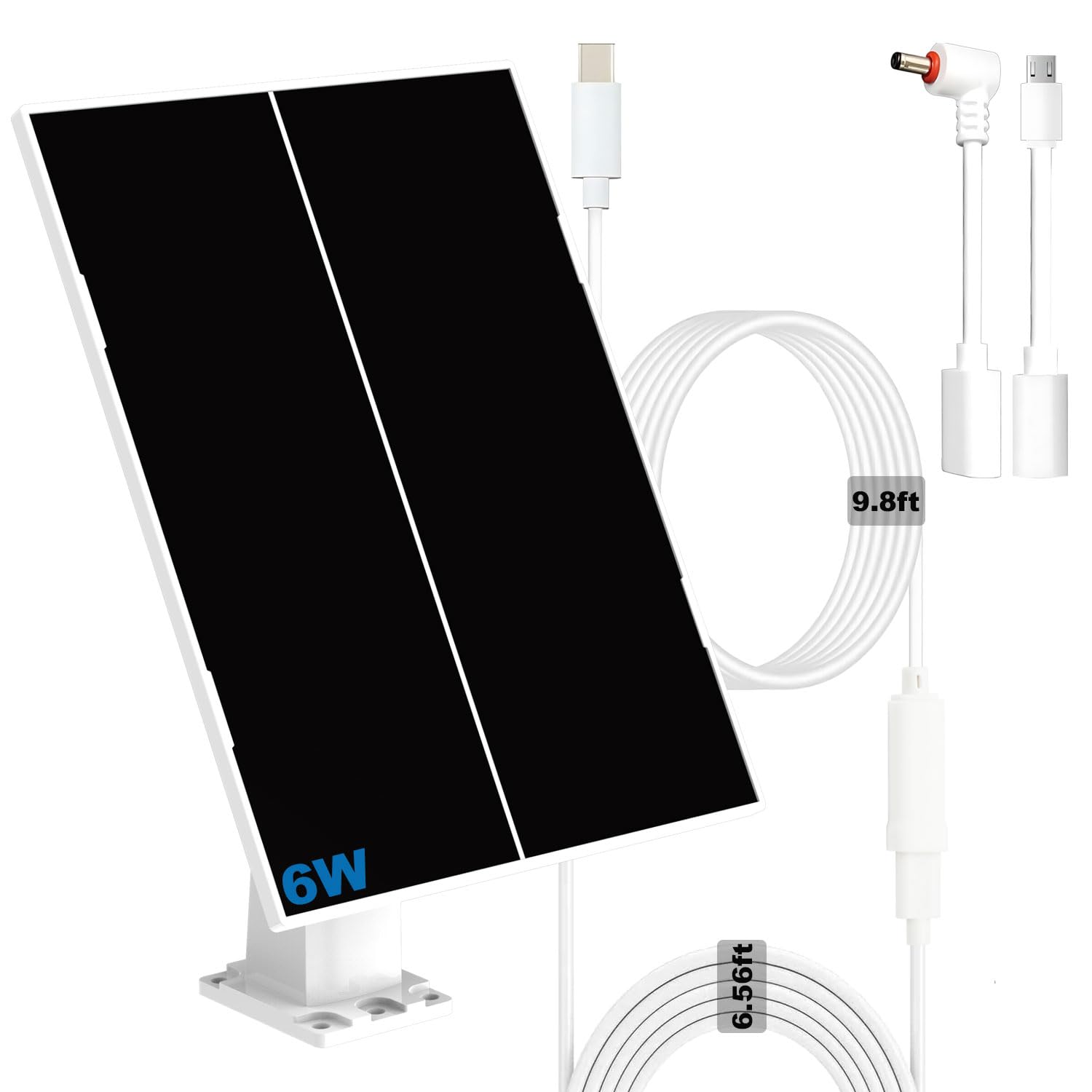 6W Solar Panel Charger for Outdoor Security Camera | 16ft Waterproof Cable & 360° Adjustable Bracket, Fits 5V Battery Cam and Device with DC 3.5×1.35mm / USB-C / Micro USB Ports-image-48