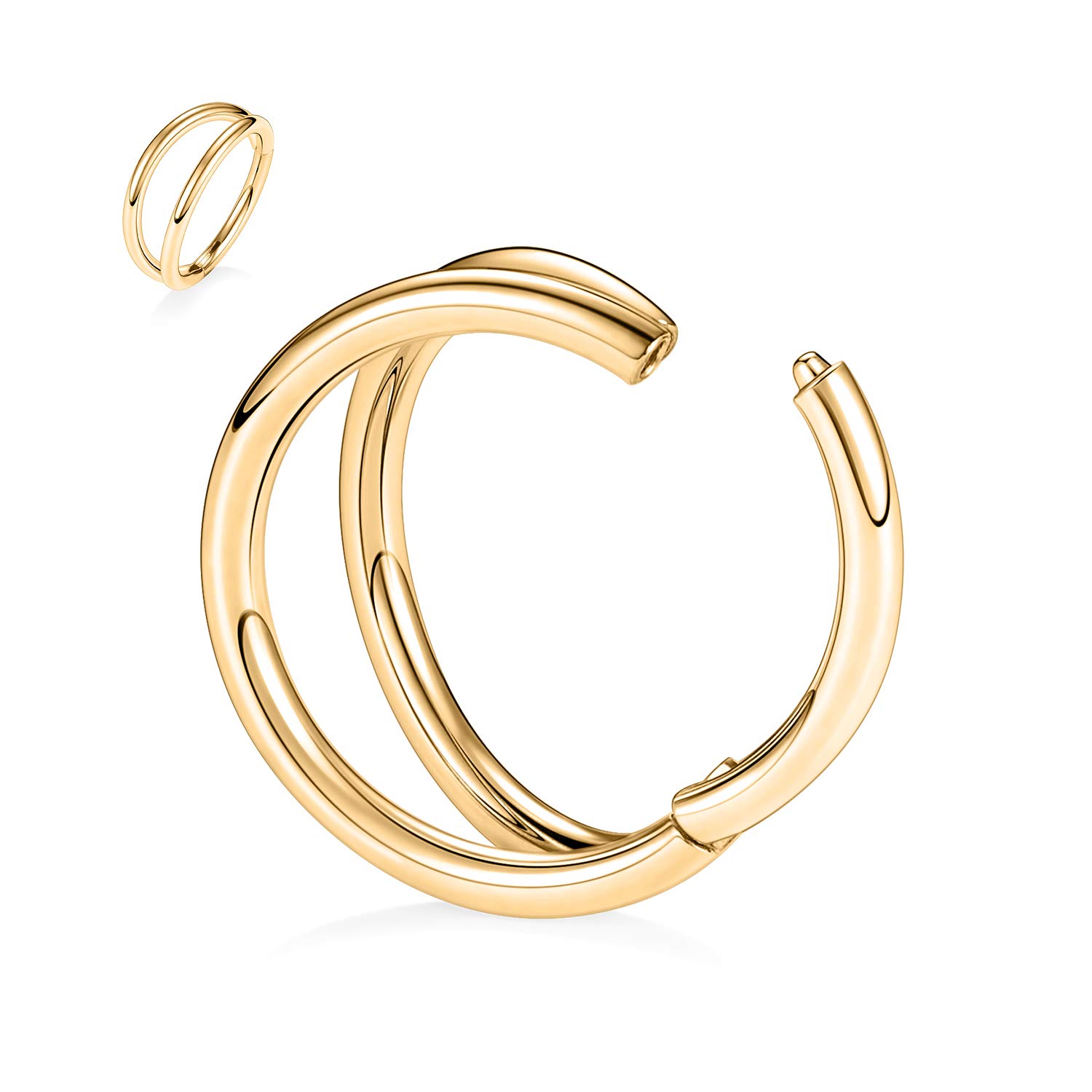 hengkaixuan Triple Double Nose Hoop Ring Sleeper Hoop Earring Helix Rook Conch Cartilage Daith Tragus Earrings Septum Ring Lobe Nose Piercing Jewellery for Women — view 3