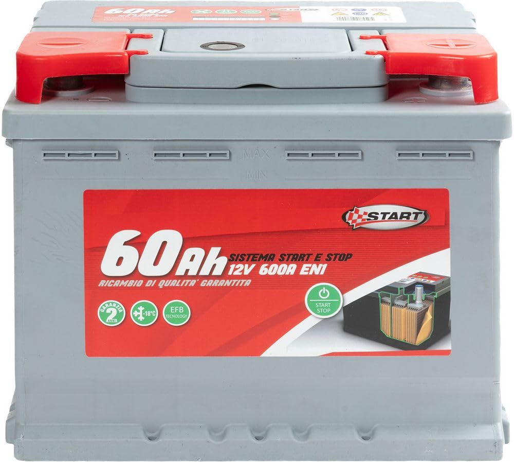 Start Batterie Stop& 60AH 12V 540A (EN1) pôle positif gauche étanche, technologie EFB