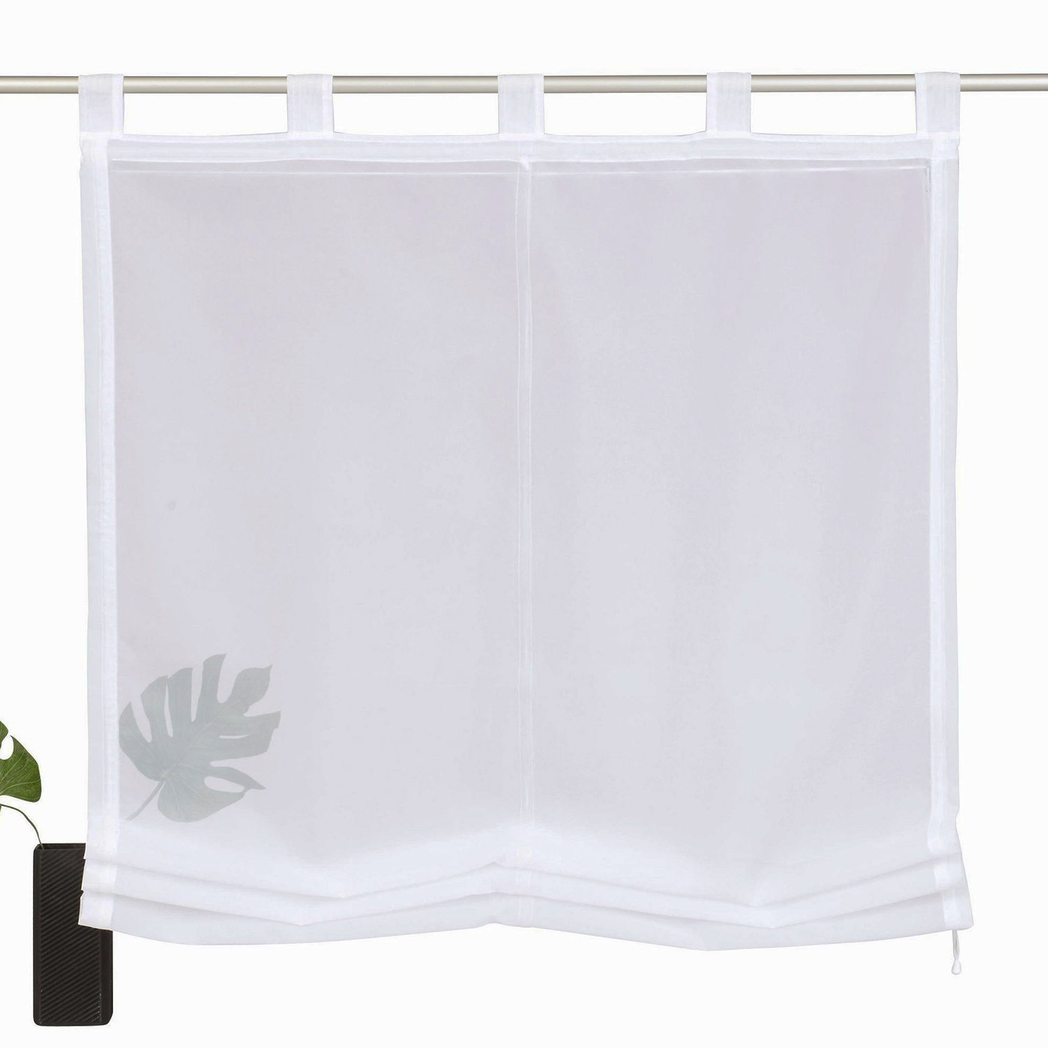 ANGEL BUD Tulle Roman Shade - sheer voile Roman Blinds Lifting Curtains With Loops - 1 Piece Panel - Window Cover for Bedroom, Bathroom, Kitchen - 100x150cm, White
