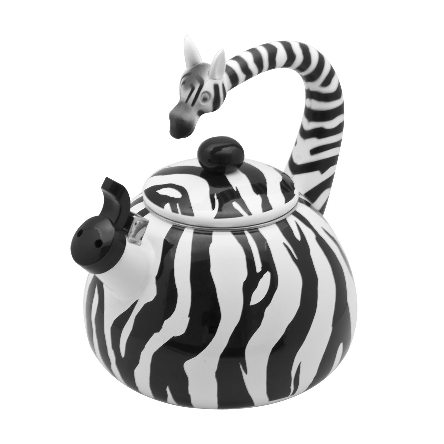 Whistling Tea Kettle for Stove Top Enamel on Steel Teakettle, Supreme Housewares Zebra Design Teapot Water Kettle Cute Kitchen Accessories Teteras (2.1 Quart, Zebra)