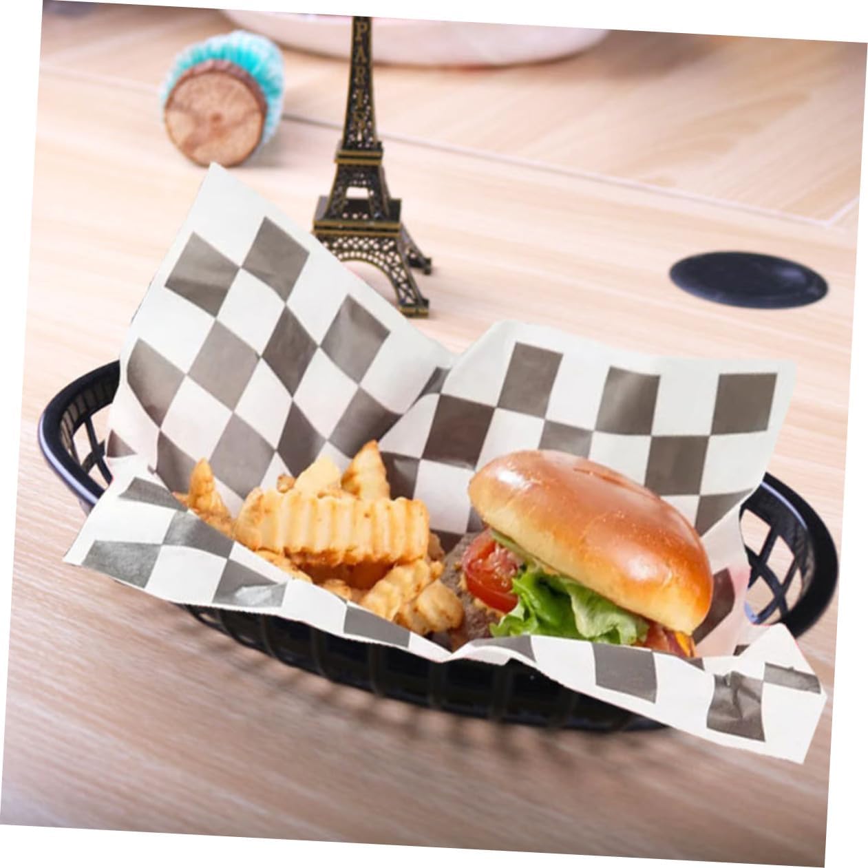 10 Piece Plastic Snack Basket Set for Bread and Candies, Black