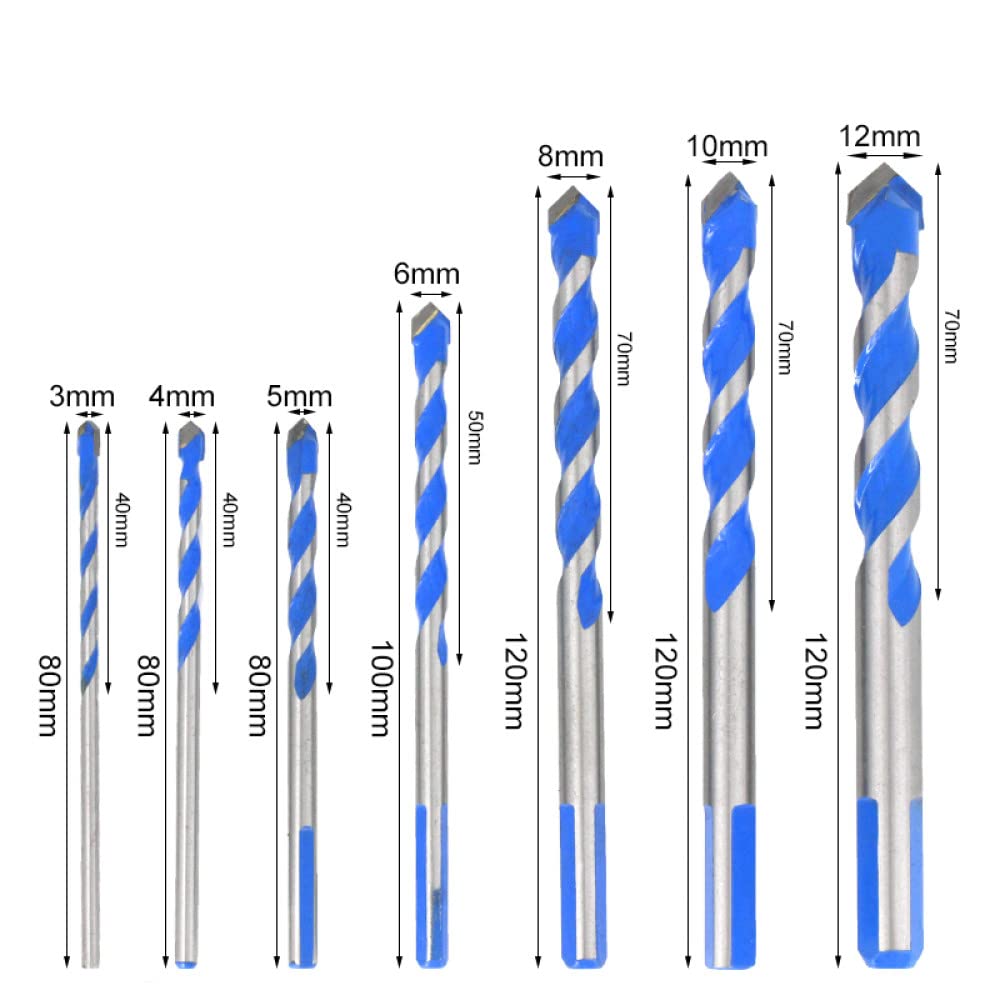 Le punte da trapano professionali in carburo di tungsteno da 3-12 mm vengono utilizzate per forare vetro, piastrelle di ceramica, cemento, utensili per set di punte da trapano in metallo, 5 pezzi, 668