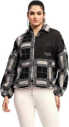 Madame Geometric Print Black Puff Sweatshirt