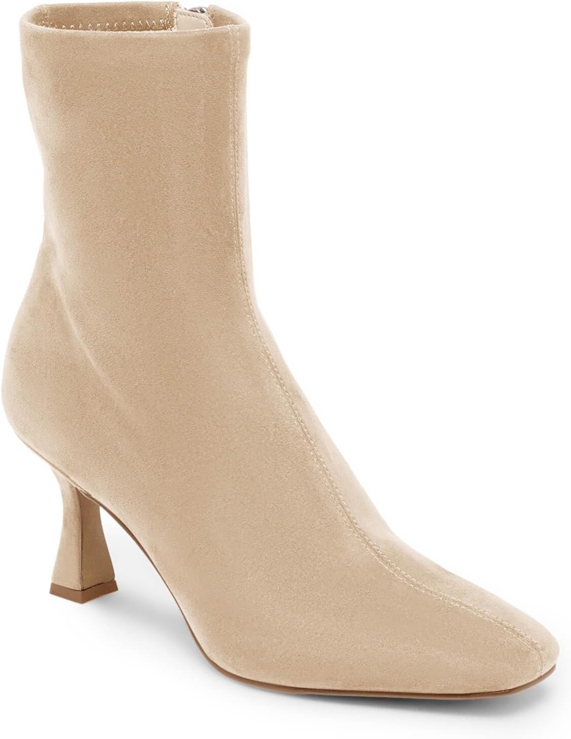 Coutgo Womens Kitten Heel Ankle Boots Square Toe Side Zipper Dressy Booties Fall Shoes