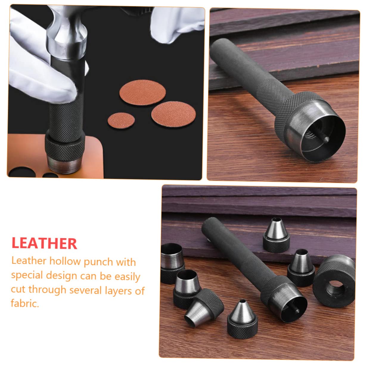 Uonlytech 1ensemble Set De Outils De Maroquinerie avec Perforateur Creux Poinçon pour Cuir Toile Ceinture Et