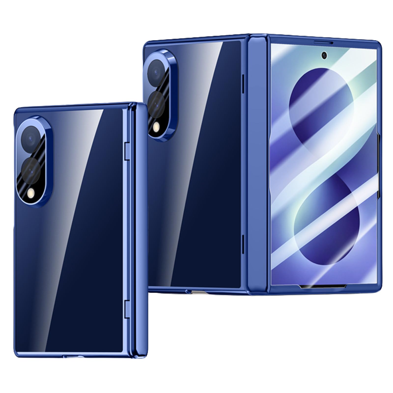 Custodia Elettrolitica For Samsung Galaxy Z Fold 8, Cover For Telefono Trasparente Anti-ingiallimento Custodia Protettiva For Obiettivo Con Cerniera Dello Schermo All-inclusive(Blue)