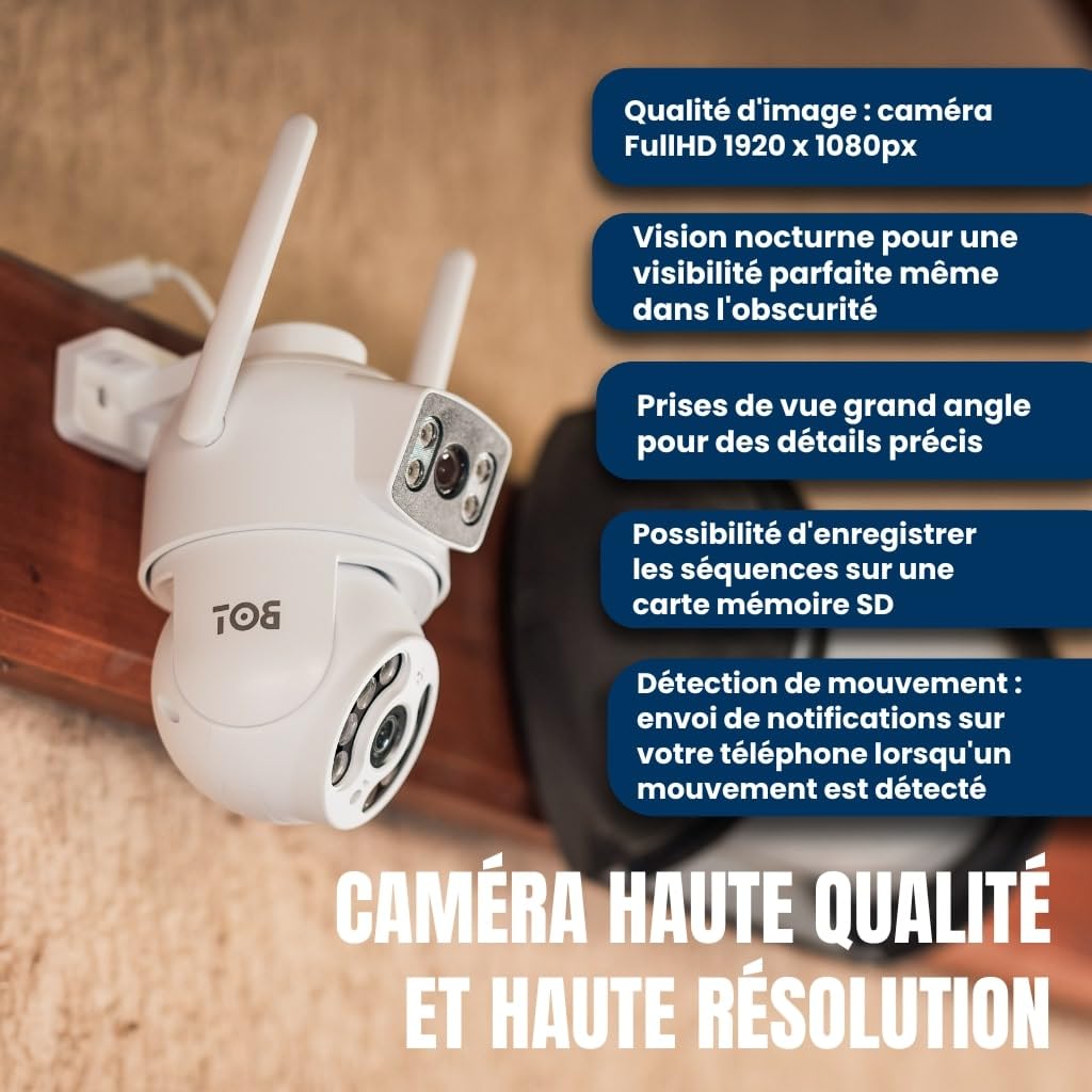 Caméra de surveillance extérieure WiFi NA1 Double Tuya - Smart Home Outdoor Caméra IP avec Wi-Fi, Local/Cloud Storage