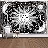 INTDORM Zon en Maan Wandtapijt Muur Opknoping Zwart-Wit Tapijt Constellatie Tapijt Astrologie Tapijt Meditatie Kamer…