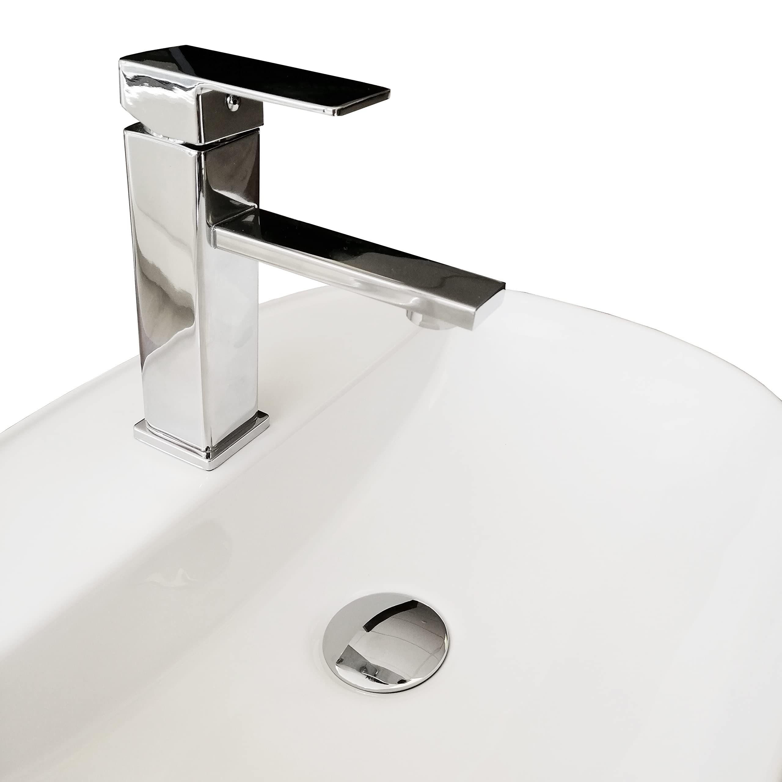 BAIKAL Pack solución para baño con lavabo y complementos. Incluye: lavabo cerámico, Grifo, Sifón extensible y Válvula de desagüe con rebosadero. Fácil instalación, se incluyen las instrucciones