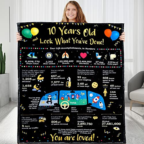 BLAMEZI 10 Year Old Birthday Gift for Girls Boys, 10th Birthday Graduation Daughter Son Gift Ideas Decorations Blankets, Birthday for Grandson Granddaughter Blankets.