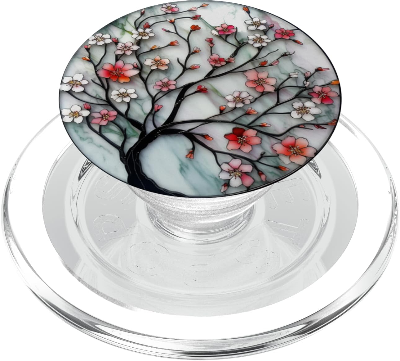 Stained Glass Water Color Cherry Blossoms PopSockets PopWallet for MagSafe