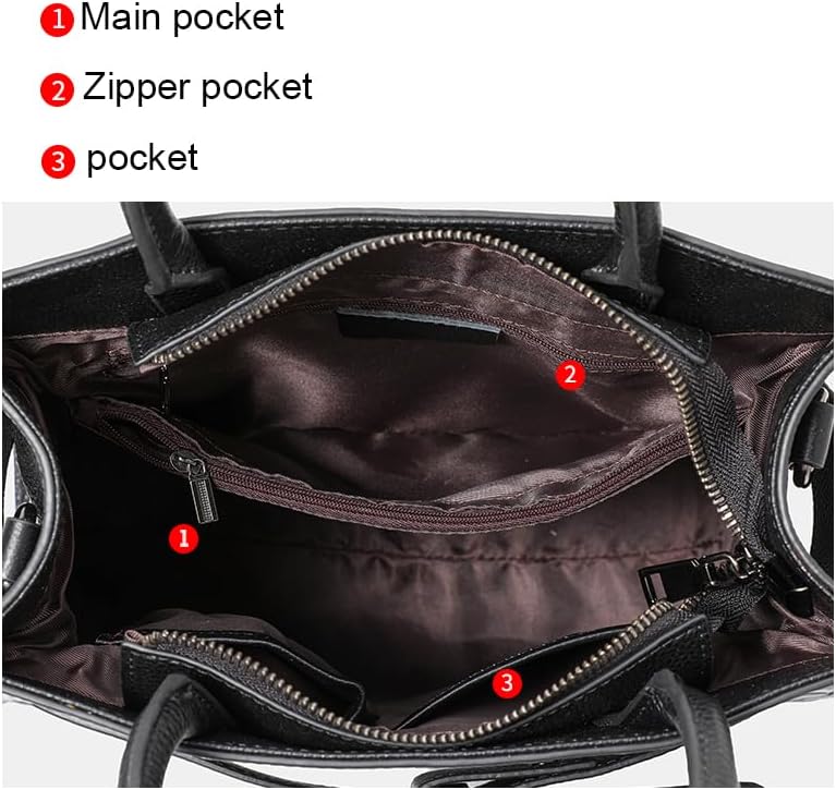 Genuine leather cowhide women's tote wallet large capacity letter embossed design waist buckle storage bag - Image 4