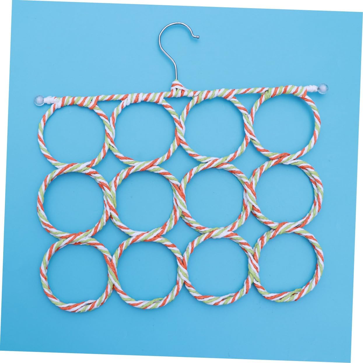 Scarf Hanger Steel Hook Paper Rattan 20 Ring with Foldable