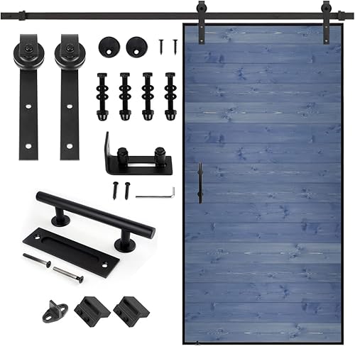 Vista 35 de S&Z tophand® Puerta de granero marrón de 20 pulgadas x 84 pulgadas con kit de herramientas corredizas de 5 pies, marco de acero inoxidable de 20 a