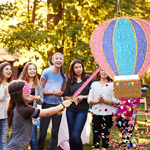 3D 15.7 Inch Pinatas For Birthday Party Colorful Pinata With Stick, Blindfold, Confetti For Kids Girls Boys Birthday Baby Shower Party Supplies (Hot Air Balloon) #TOP4