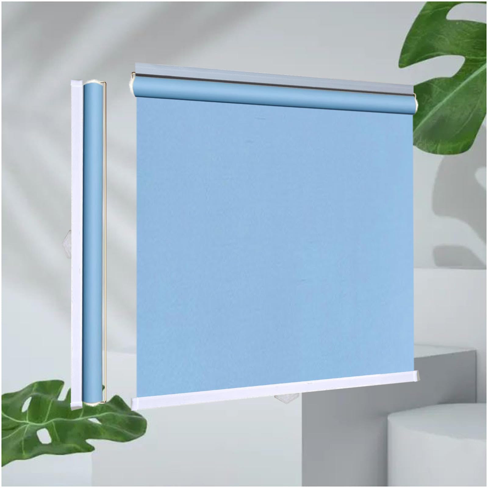 Sunshade Roller Blinds, 99% Sunscreen Blackout Roller Shades for Windows, Thermal Blinds No Drilling, Temporary Blackout Curtains 32–150cm Width,blue-130x150cm/51 * 59in