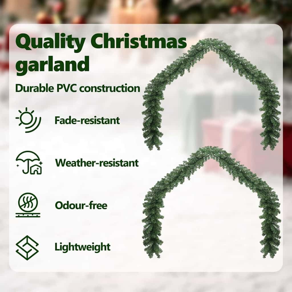 vidaXL Weihnachtsgirlande 2 pcs Grün 20 m PVC, Elegante Weihnachtsgirlande, Deko für Wohnraum, festliches Grün, saisonale Verzierung, Draußen für Festive Stimmung