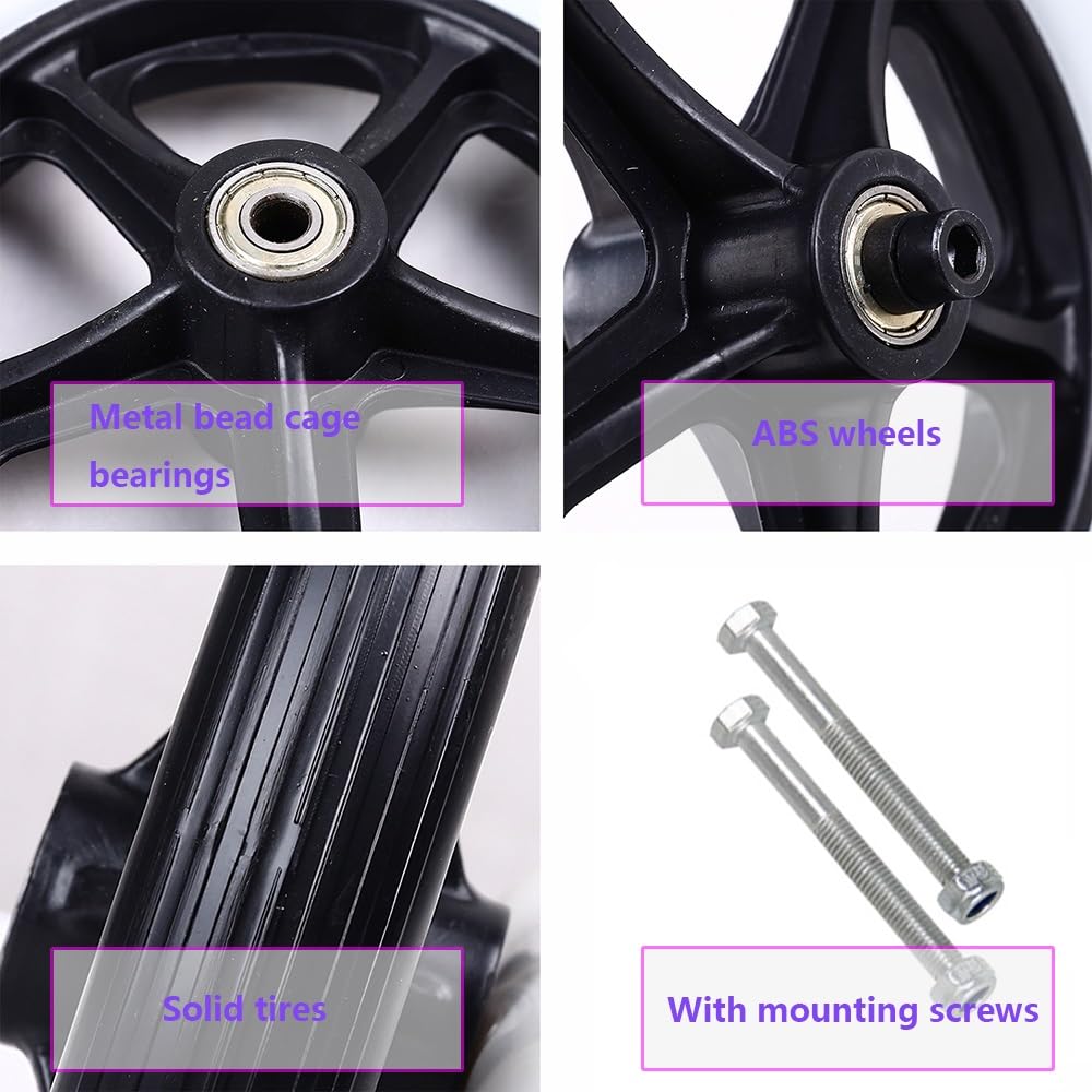 2 pz 6" 7" 8" Ruote Anteriori Ricambio Antiscivolo Pneumatico Solido Ruota del Carrello Antiscivolo Resistente all'Usura Accessori per Carrozzina Disabili(Gray,8in/19cm)