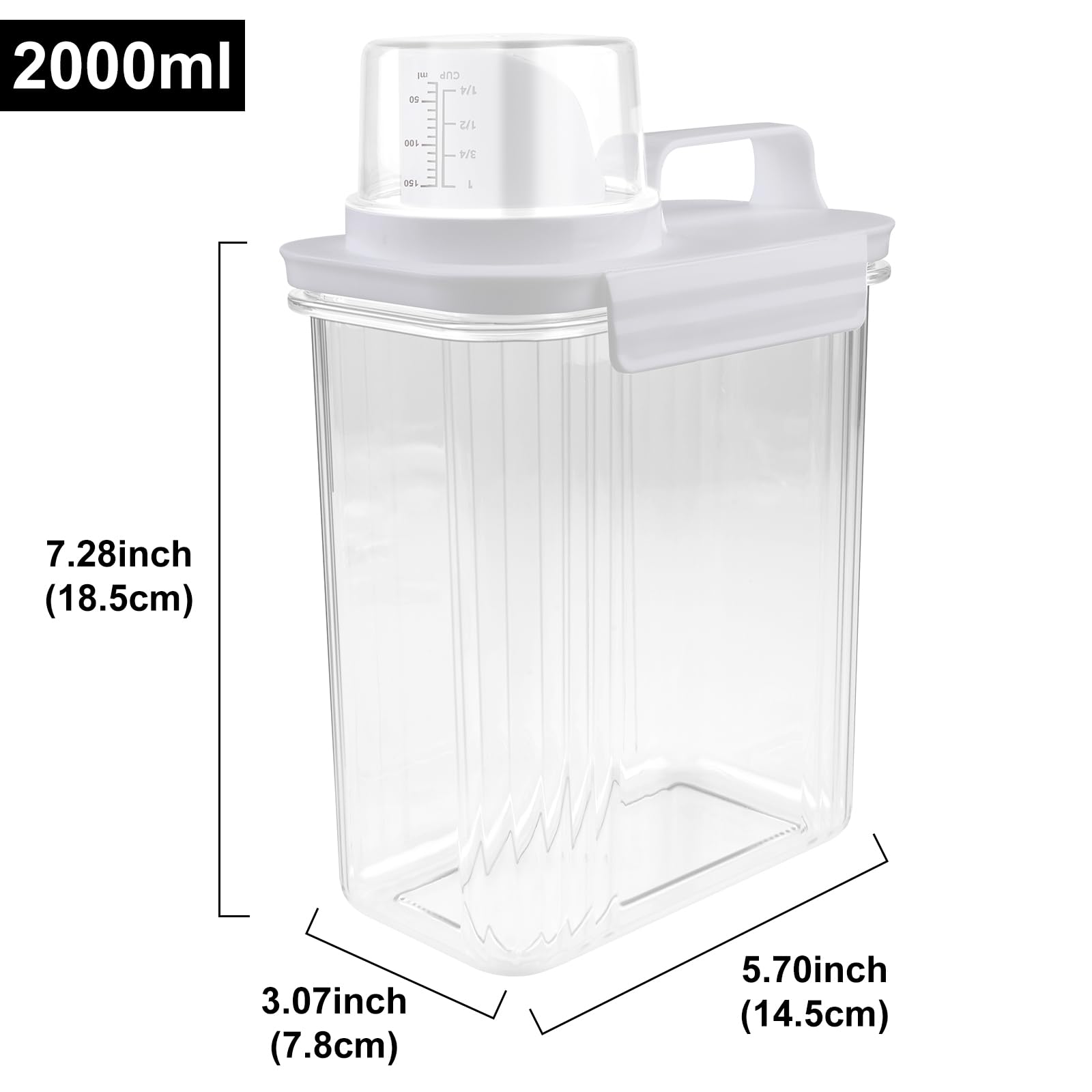 2 dispenser per detersivo ermetico da 2000 ml, con misuratore: detersivo in polvere, dispenser multiuso per detersivo, per detersivo in polvere, per detersivo, cereali