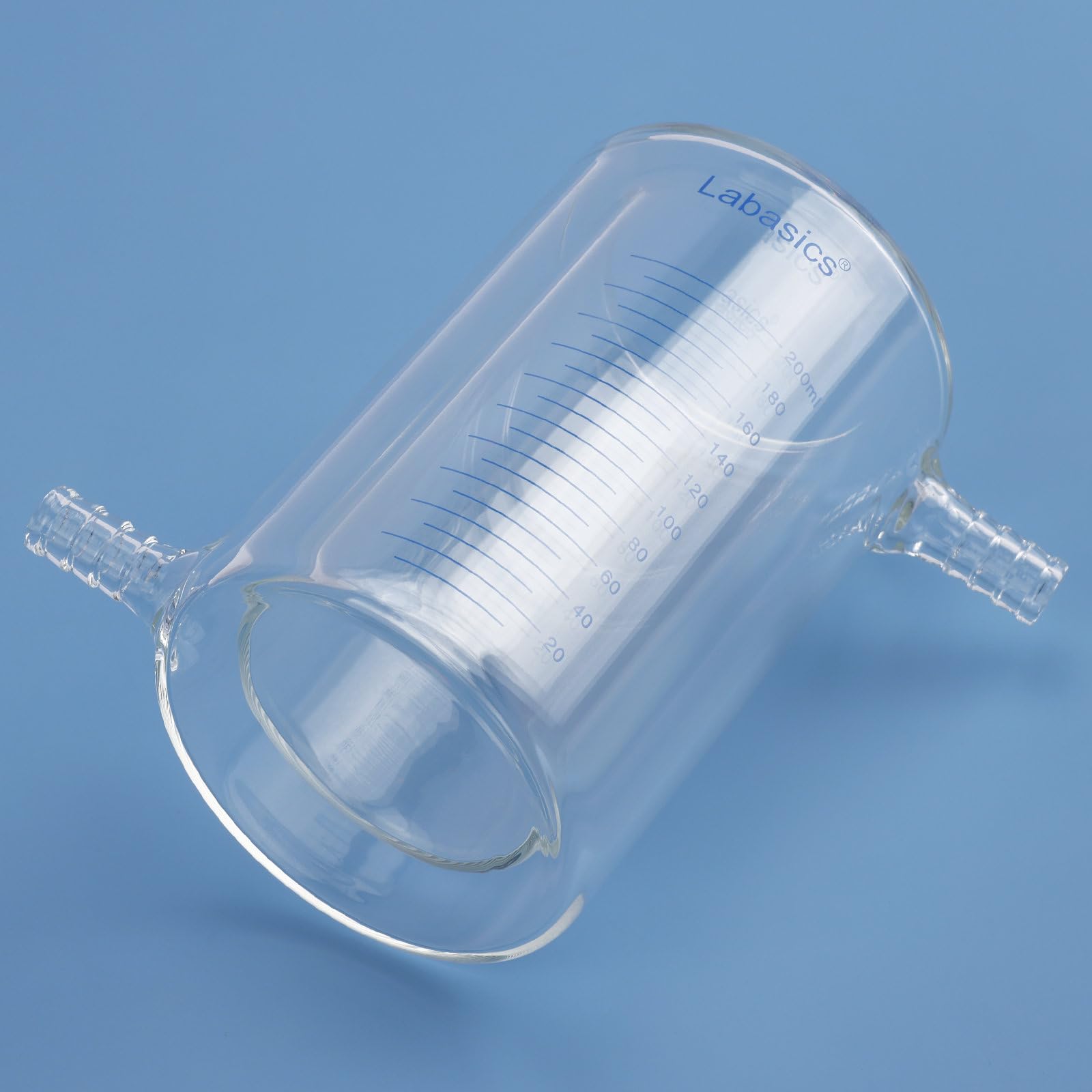 Labasics Becher con Giacca, Realizzato in Vetro Borosilicato di Alta, Vetro da Laboratorio Doppio Strato per Controllo Termico e Reazioni Chimiche, 200 ml