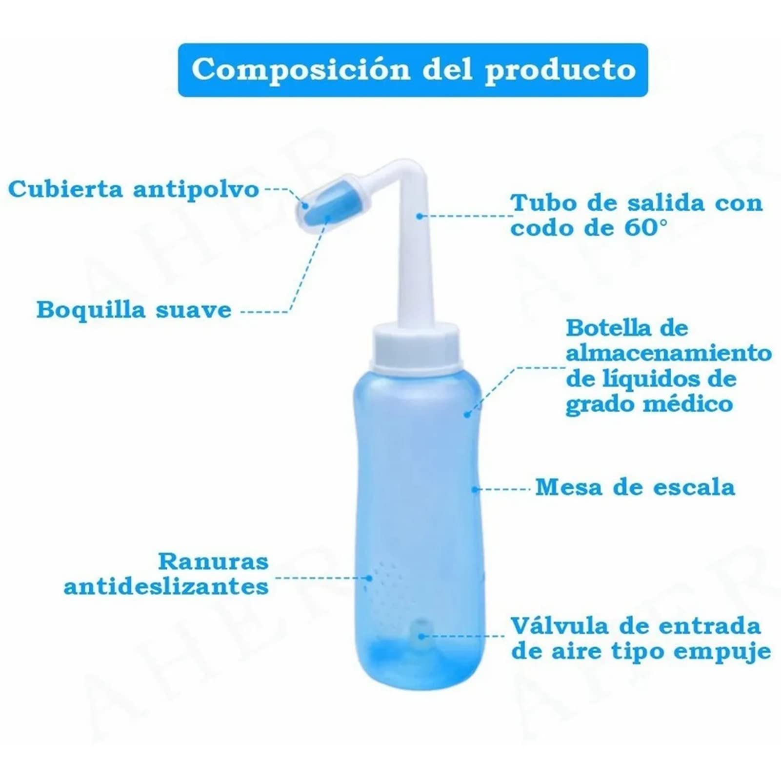 Neti Pot, Kit De Rinçage Nasal Nettoyant Pour Lavage du Nez, Bouteille De Rinçage Pour le Nez De 300 Ml De Qualité Alimentaire Nettoyant Pour Système D'irrigation Nasale Pour Enfants Adultes