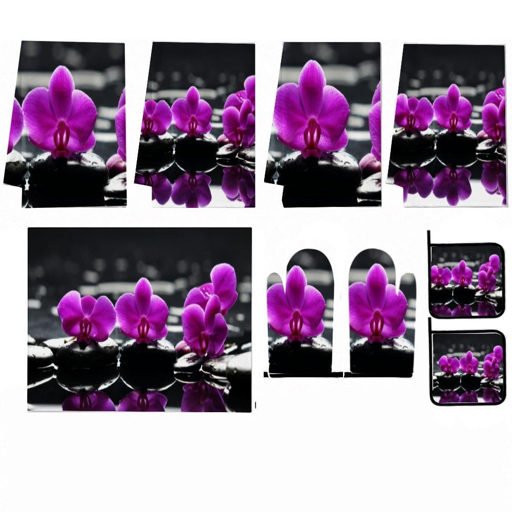 9PCS Viola Orchidea Zen Cucina Decor e Accessori Set