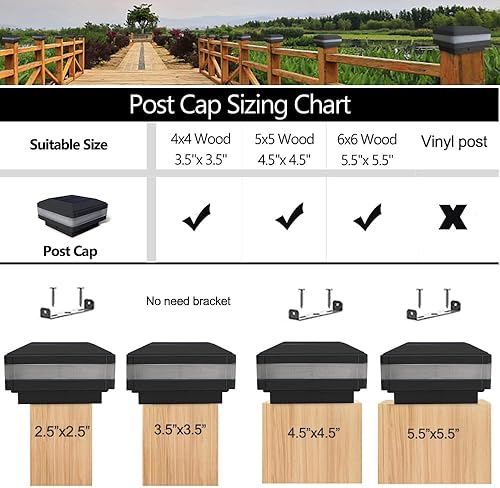 Miniatura 5 de Sumaote Luz solar para poste de poste, luz solar LED impermeable para exteriores para postes de madera de 4 x 4, 5 x 5, 6 x 6, luces de valla,