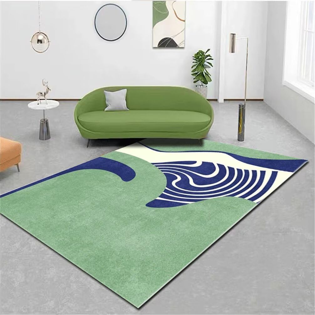 Tapis tout doux et durable vert bleu 80x150 cm au design minimaliste chic