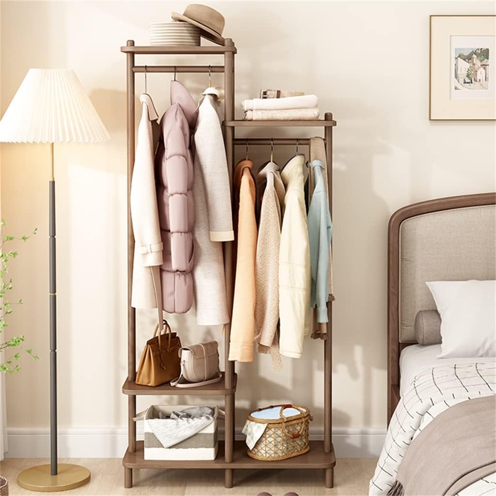 Floor-to-ceiling bedroom solid wood household coat hanger rack room storage vertical hanging clothes