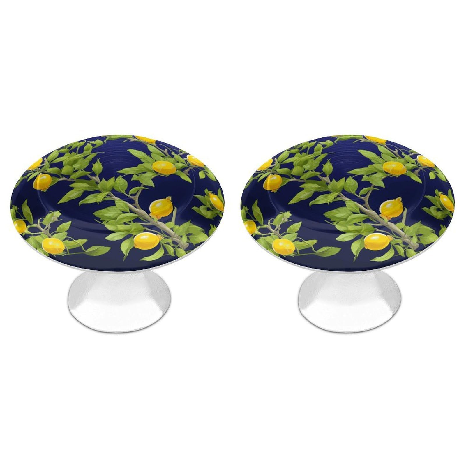 FekiLoot Lemon Tree Cabinet Knobs 2 Pack Stainless Steel Round Dresser Drawer Knobs Kitchen Drawer Hardware Dresser Knob Closet Door Pulls Cabinet Handles for Cupboard Drawer Pulls
