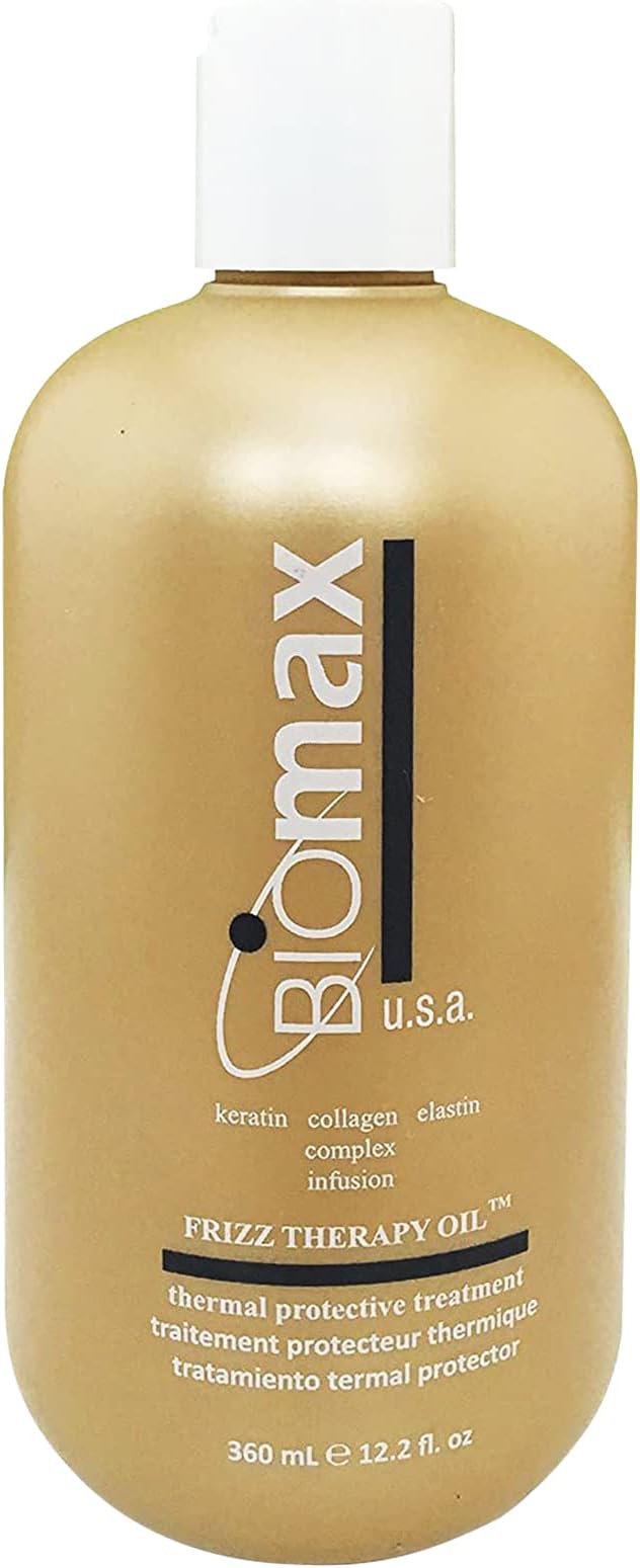 Frizz Therapy Oil | Keratin Hair Treatment Healing Oil | Keratin Collagen Elastin Complex Thermal Protective Treatment, Alcohol-free Ideal Solution to Repair Frizzy, Heat, Damaged Hair, 12.2 OZ