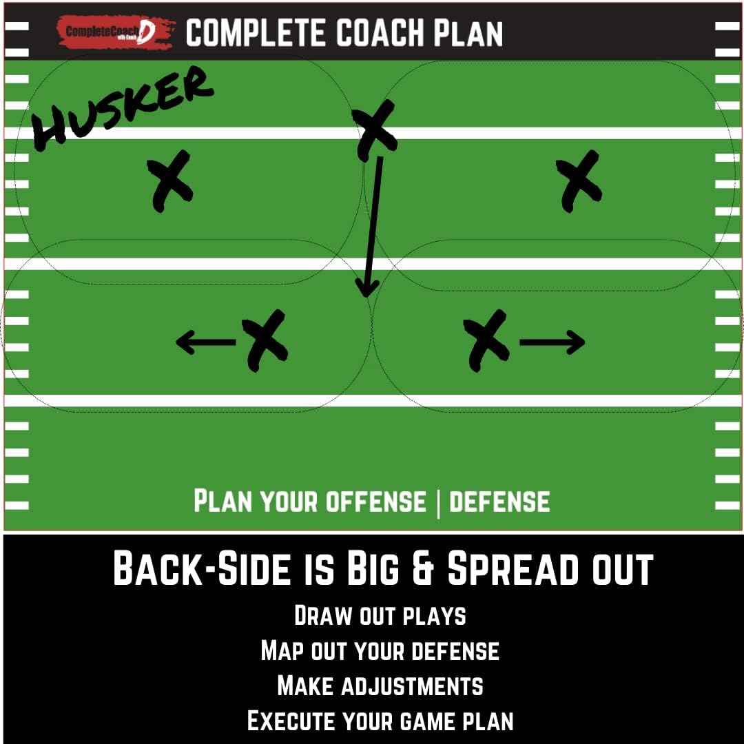Coach's Flag Football or Tackle Football Dry Erase Clipboard - Double-Sided Coaching Marker Board to Plan Offense and Defense - Execute Your Game Plan! Bonus Whistle, Clip-on Marker, and Clip.