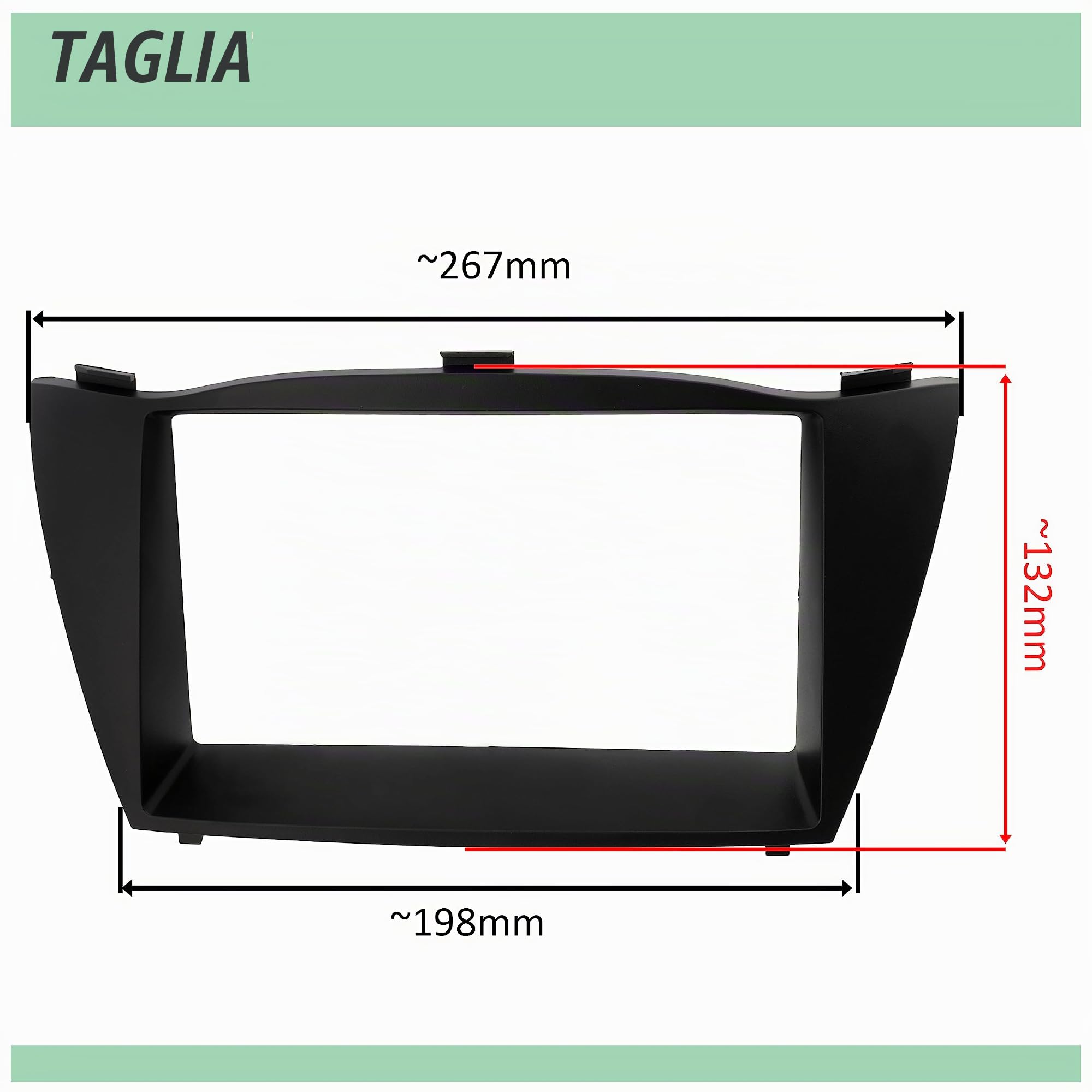 AERZETIX - C42700 - Mascherina telaio adattatore 2 DIN per autoradio - in plastica - compatibile con Hyundai ix35 2010-2015