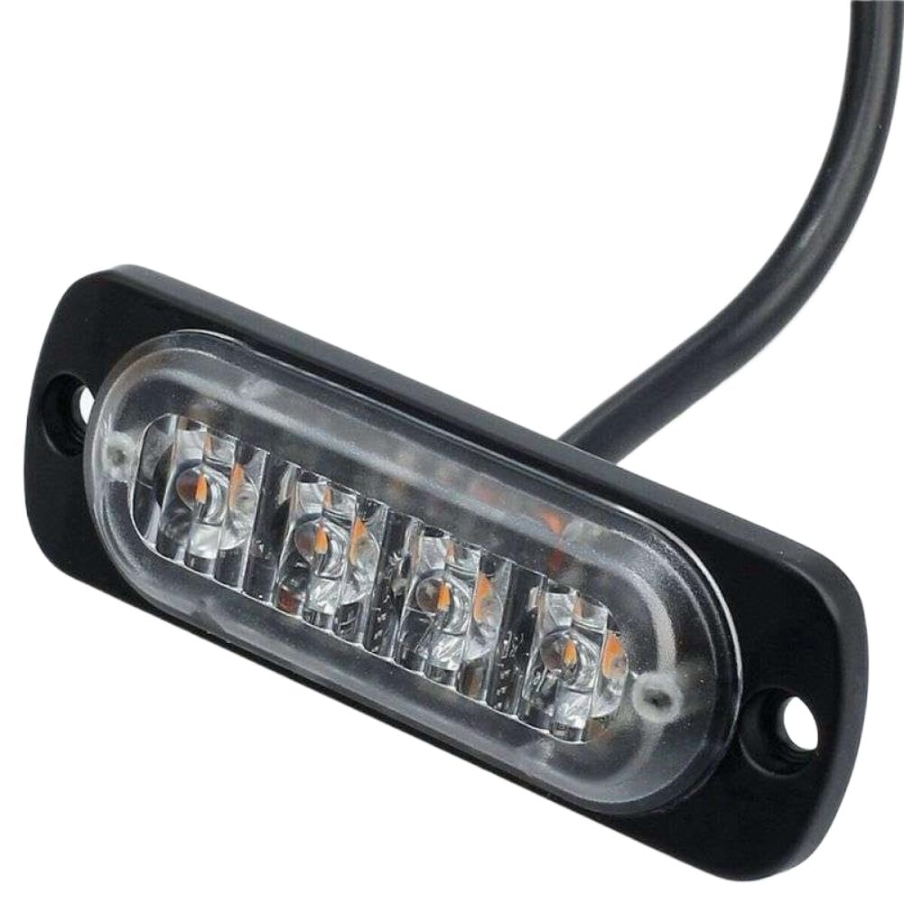 4 luces estroboscópicas de recuperación LED ámbar 12 V 24 V naranja parrilla avería intermitente compatible con vehículos automotrices
