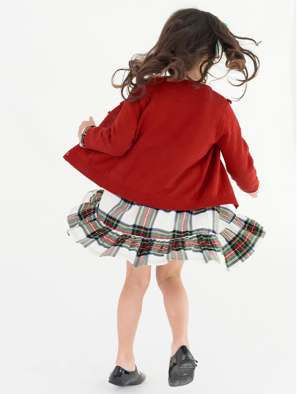 RuffleButts Sweater Knit Ruffle Trim Cardigan - Classic Red - 6 Years - Image 4