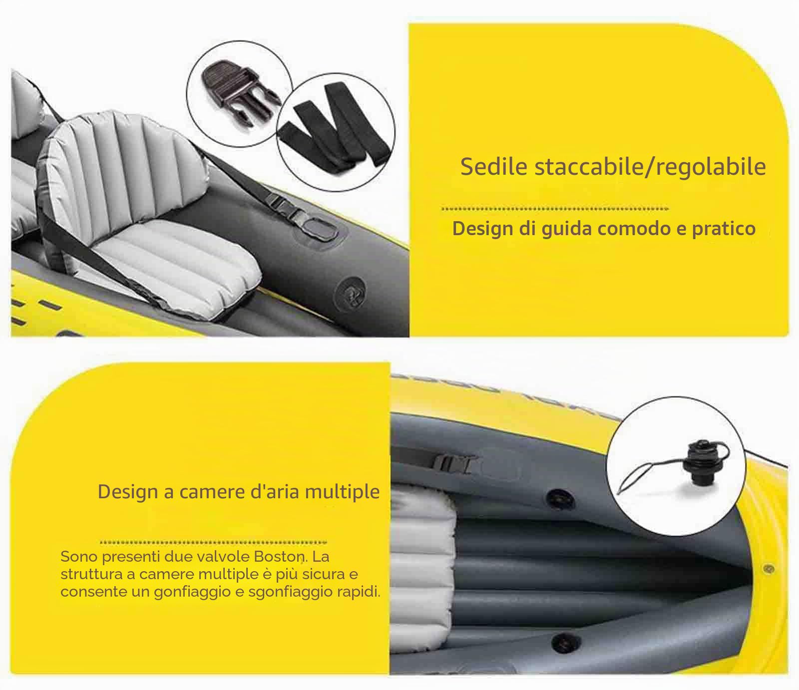 FJAUOQ Gonfiabile 2 Posti Super Capiente Canoa Gonfiabile Stabile e Leggera Kayak Gonfiabile Comodo e Maneggevole 2 Persone Set Completo Pronto all'Uso