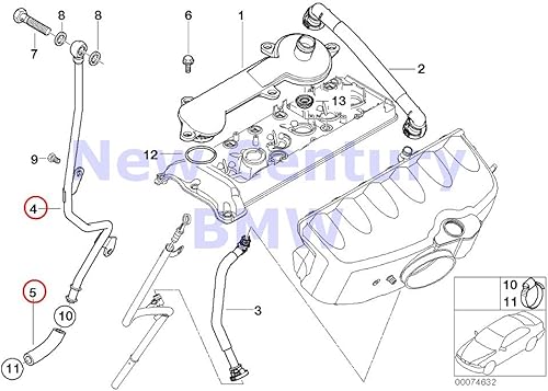 Miniatura 2 de BMW Cárter genuino Ventilación/Separador de aceite Tubo de retorno M3 Z4 M3.2 Z4 M3.2 Z3 M3.2