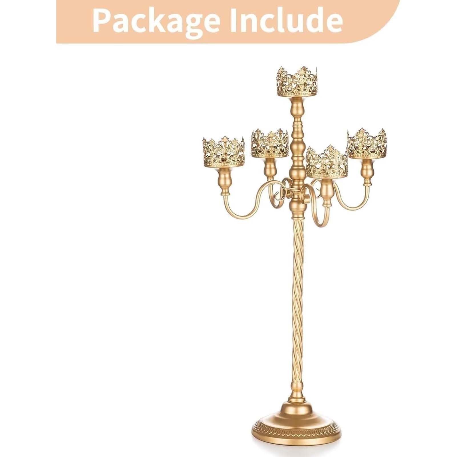 Portavelas de metal de 5 brazos para centro de mesa, recepción de boda o decoración del hogar
