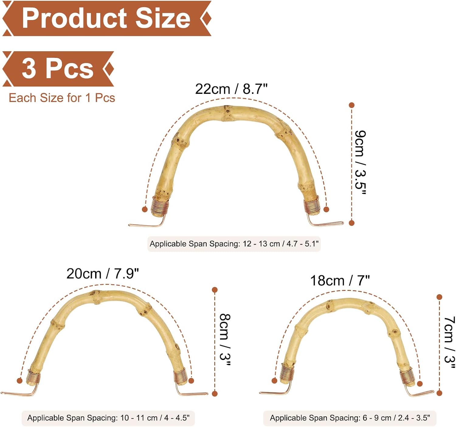 uxcell Bamboo Teapot Handle U-Shape Replacement Wired Copper Kettle Handle image 2