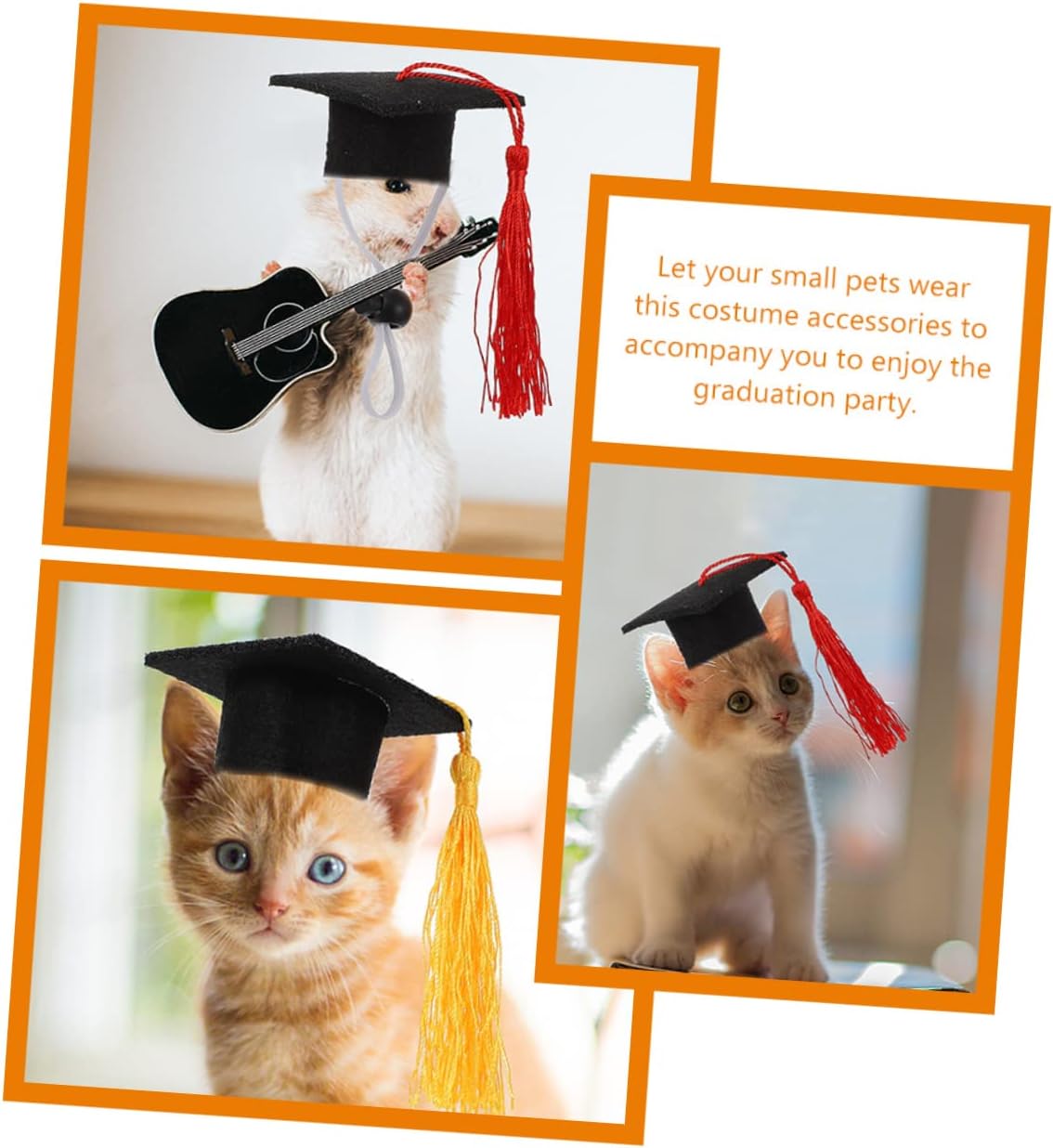 FRCOLOR 20pcs Miniature Doctoral Pet Graduation Caps with Tassels Adorable Costume Accessories for Dogs and Cats for Graduation Party Celebrations