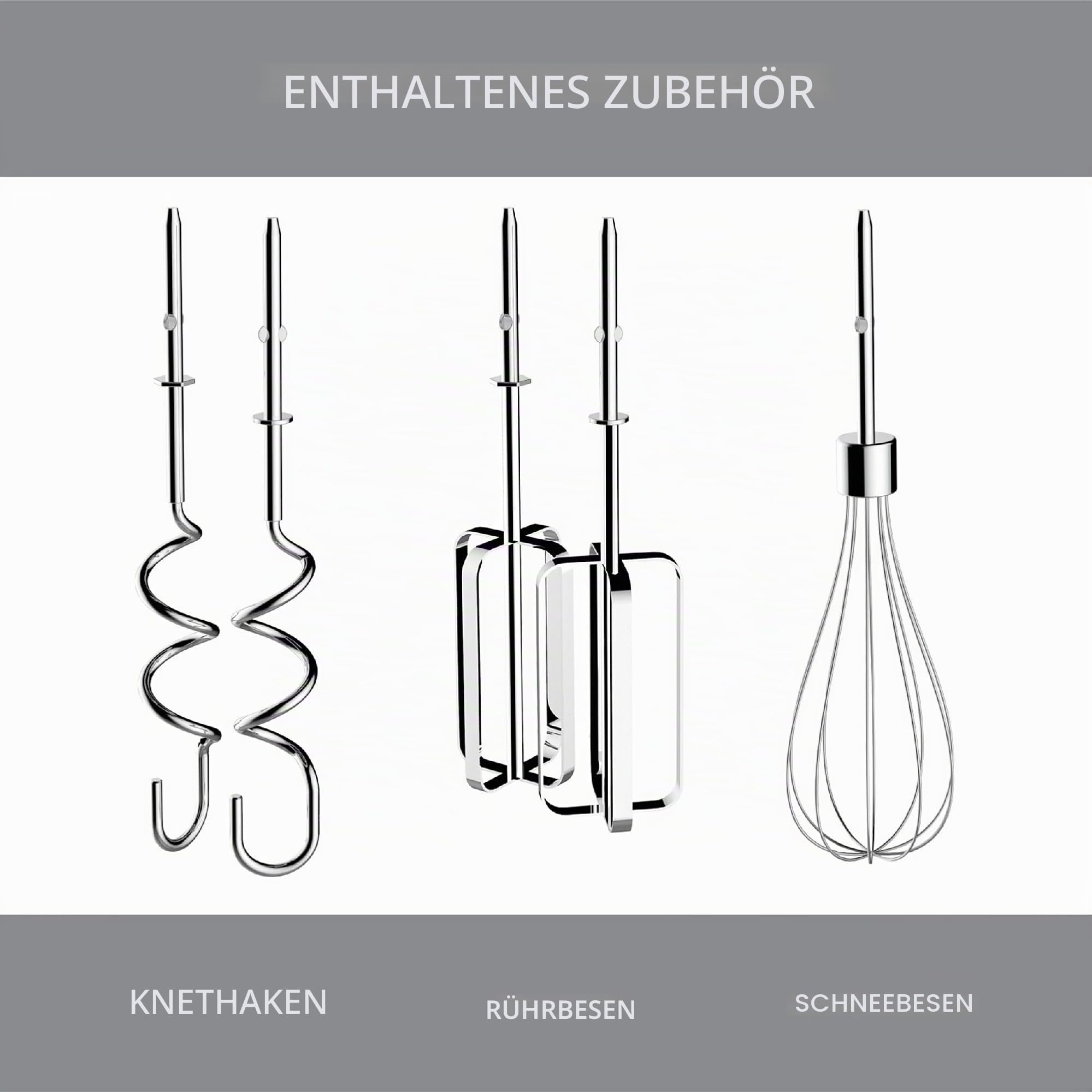 Dualit Handrührer - Schwarz, 400W, 4 Stufen, Einziehbares Kabel - Rührgerät Küche Ideal zum Backen mit Rührbesen, Knethaken & Schneebesen Aufsatz - Teig Mixer für Kuchen, Brot, Eischnee