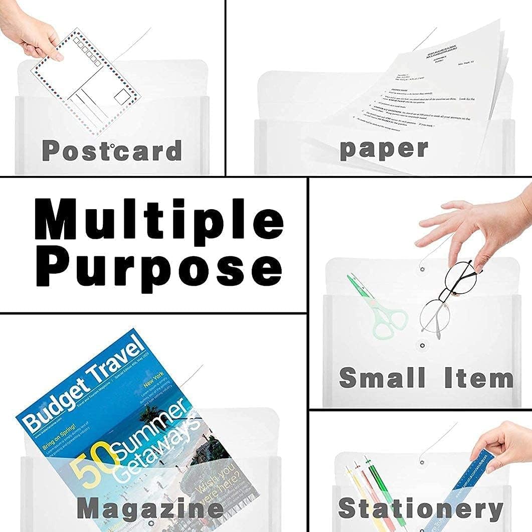 18 Packs Plastics Filing Envelopes Clear File Folders with String Closure for Office School or Home, Legal Size : Office Products
