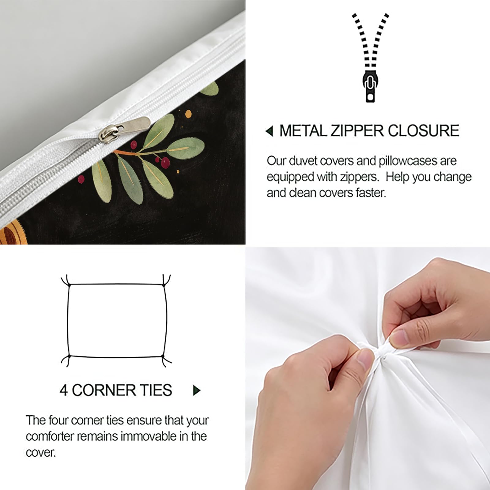 Set Copripiumino Singolo 135x200 cm Motivo Albero Della Vita Set di Biancheria da Letto in Morbido Traspirante Microfibra 3D con Copripiumino e 2 Federe 50x80 cm Nero G-2221