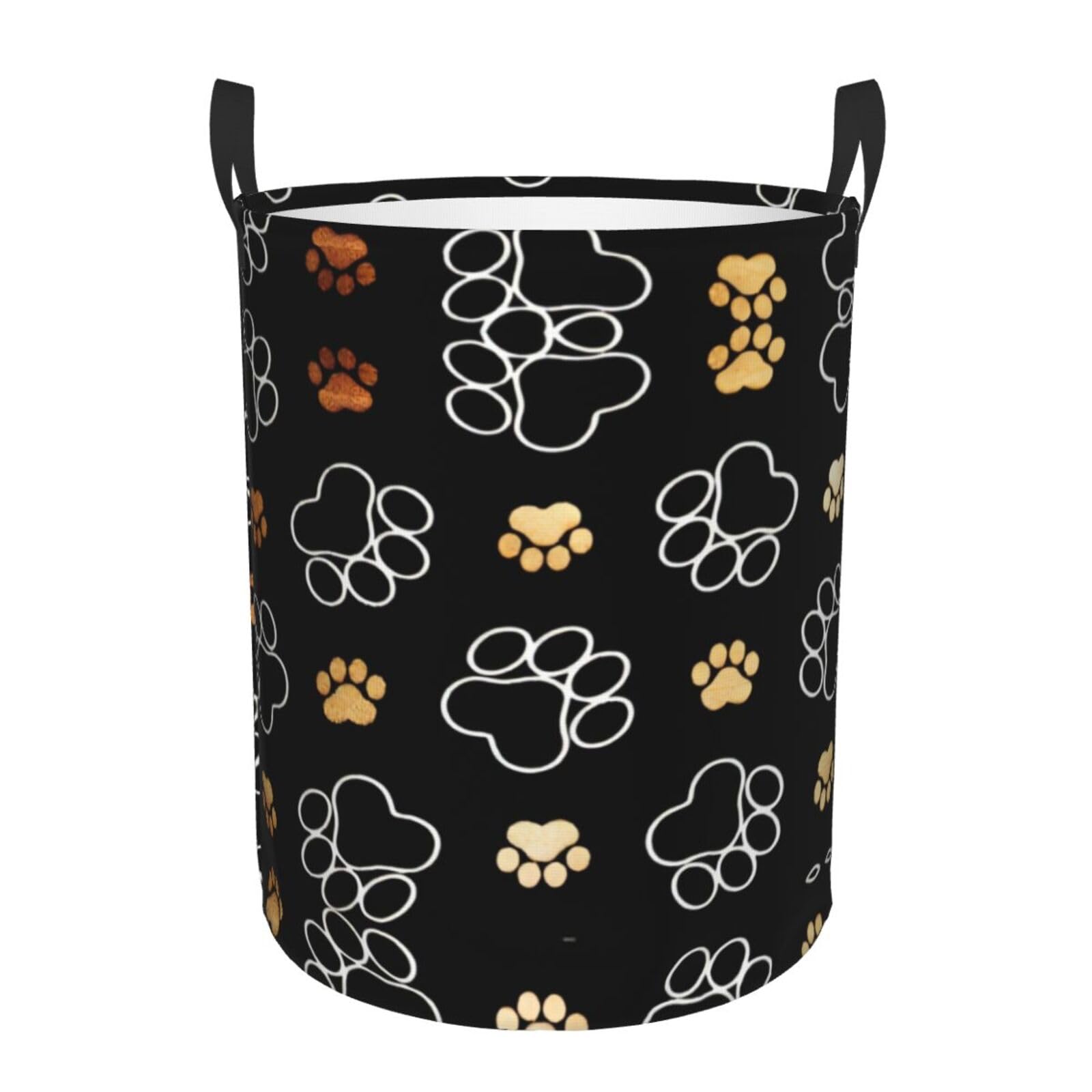 M Circular Hamper Dog Paw Prints Print Storage Basket for Home