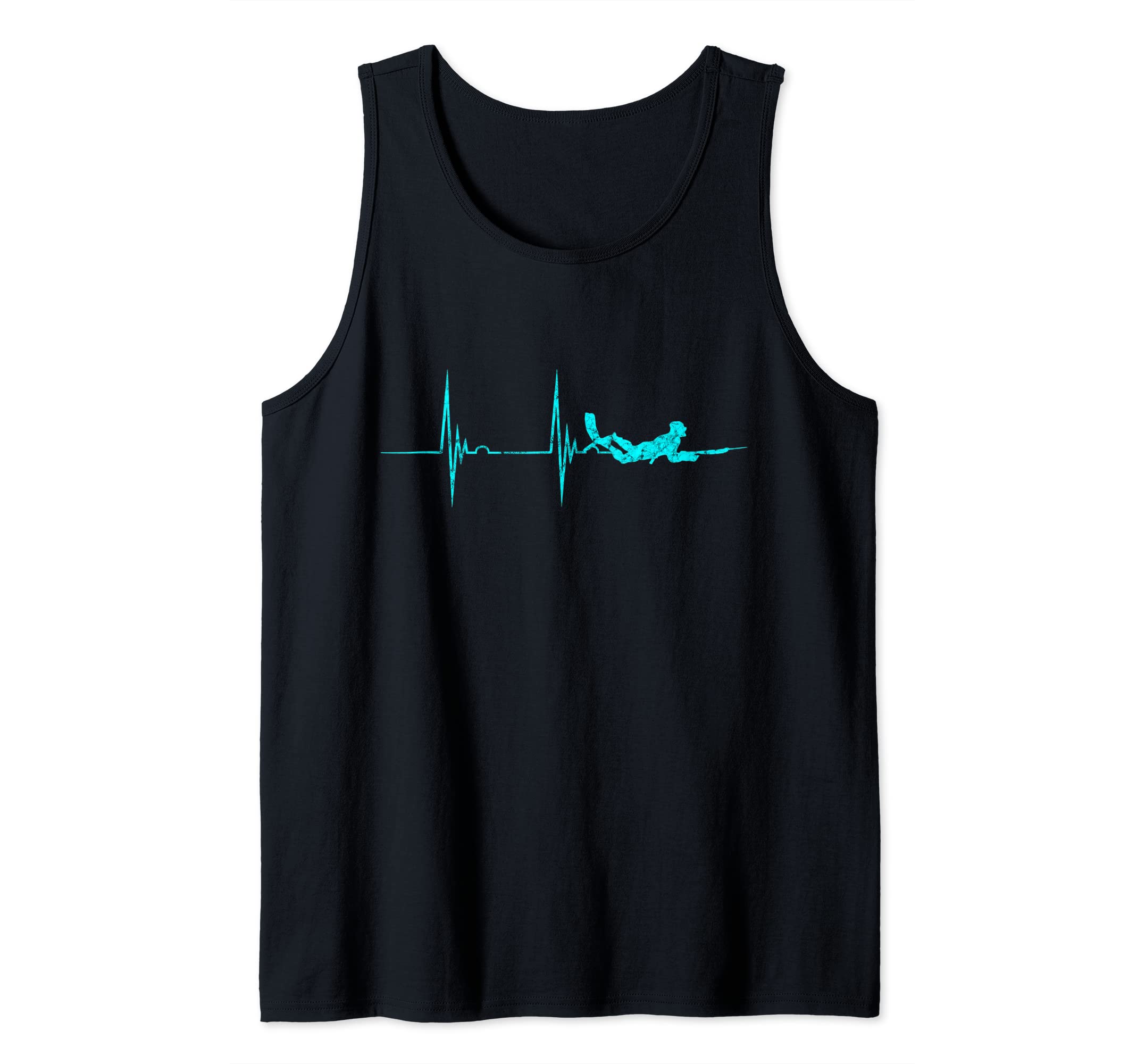 Spearfishing Heartbeat EKG Pulse Dive Spearfisher Hunting Tank Top, Black